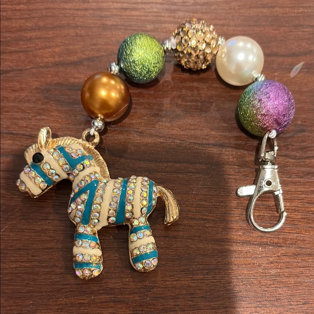 Colorful Beaded Zebra Bag Charm